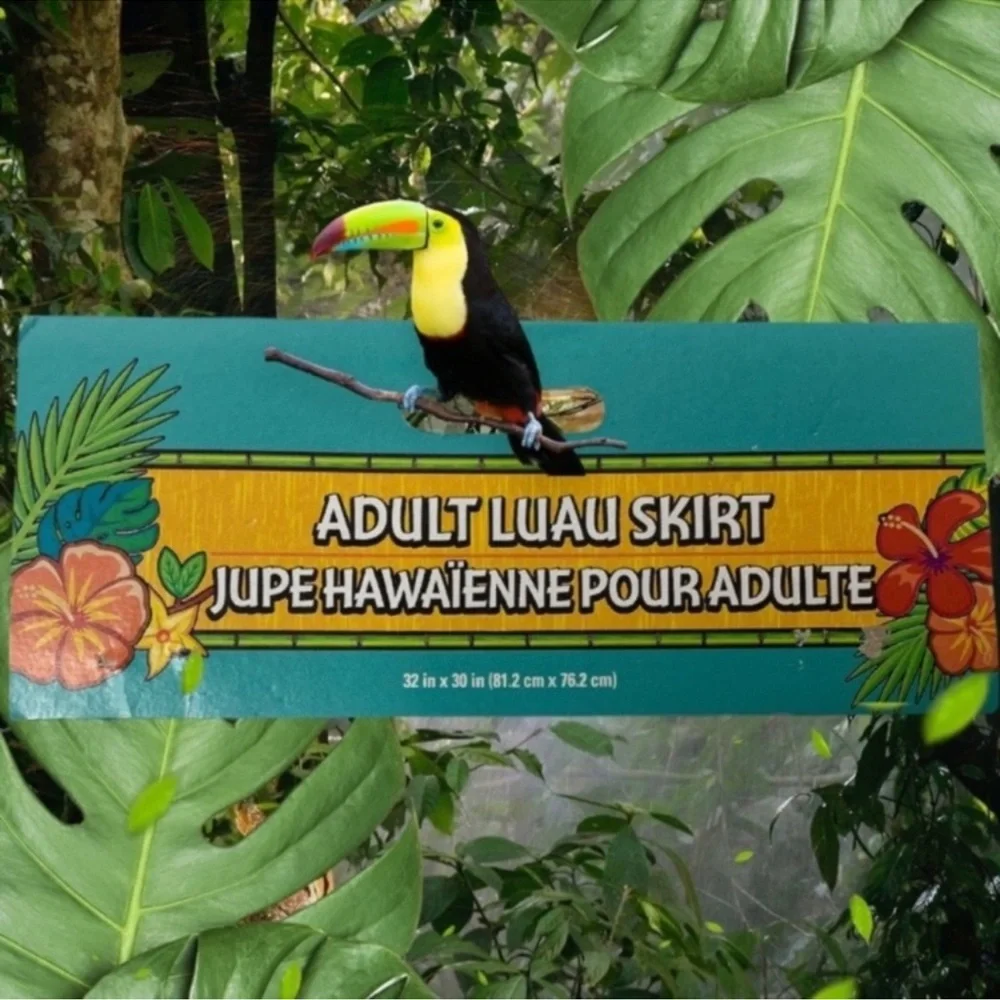 Luau Costume Set Grass Skirt Tropical Hawaiian Party Tiki Bar Island Decorations
